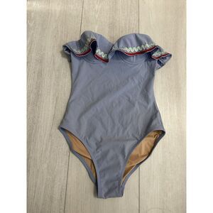 J Crew One Piece‎ Swimsuite Sz 0 - Blue - Flounce Underwire Strapless